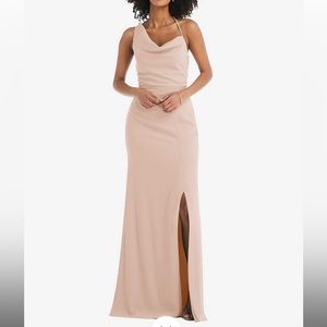 After Six NWT One Shoulder Draped Cowl Maxi Dress In Cameo Size 4